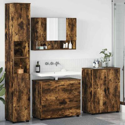 vidaXL Sada kúpeľňového nábytku 4 ks Dymová dub 35 x 30 x 192 cm