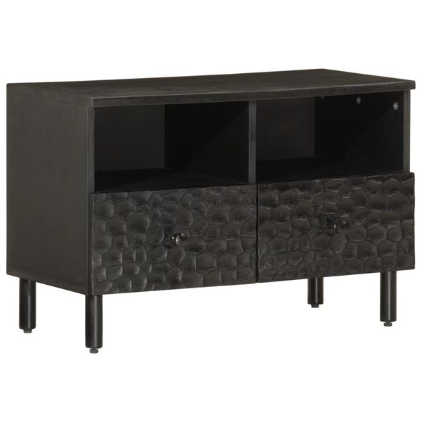 vidaXL TV skrinka, čierna 70x33x46 cm, mangový masív