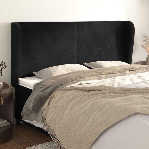 vidaXL Čelo postele so záhybmi čierne 203x23x118/128 cm zamat