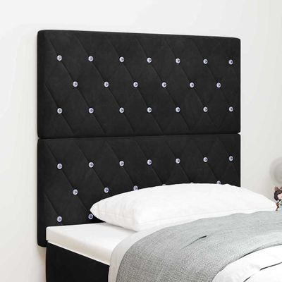 vidaXL LED hlavová doska s LED pásikmi Čierny 100 cm Zamat