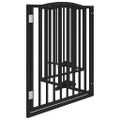 vidaXL Brána pre psa dvere sklad. 4 panely čierna 320cm topoľové drevo