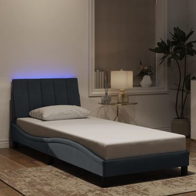 vidaXL Rám postele s LED bez matraca Hankotmavosivý 80x200 cm zamat