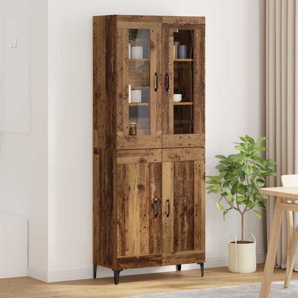 vidaXL Highboard Staré drevo 69,5 x 34 x 180 cm Kompozitné drevo