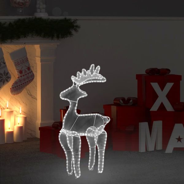 vidaXL Vianočná sieťovinová dekorácia so sobom 306 LED 60x24x89 cm