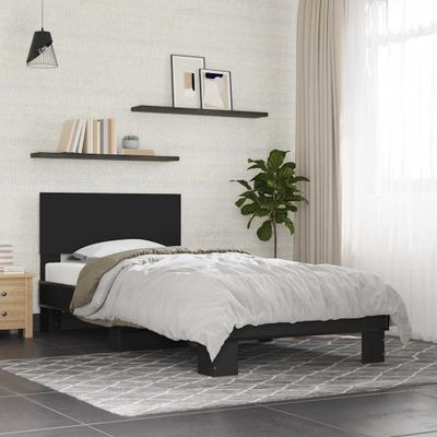 vidaXL Posteľný rám čierny 75x190 cm kompozitné drevo a kov