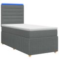 vidaXL LED boxspring posteľ s matracom Tmavosivá 90 x 200 cm Látka