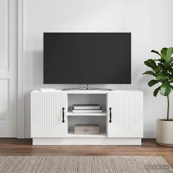 vidaXL TV skrinka Biela s vysokým leskom 102 x 34,5 x 47 cm