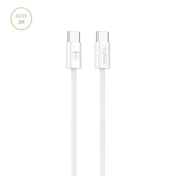 T-phox kábel CC15 séria usb-c/usb-c 60W 3A 2M biela