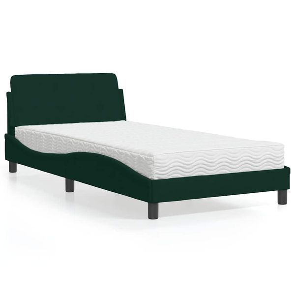 vidaXL Posteľ s matracom Dover tmavozelený 100x200 cm zamat