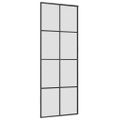 vidaXL Posuvné dvere s kovaním čierne 76x205 cm ESG sklo