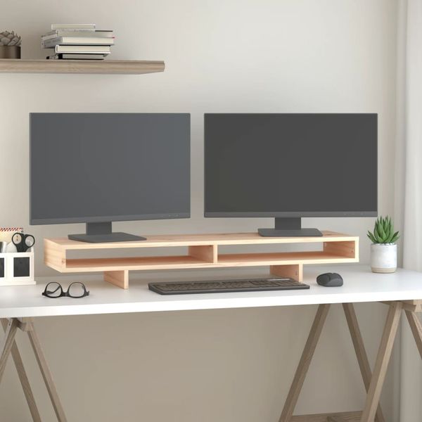 vidaXL Stojan na monitor 100x27x14 cm masívna borovica