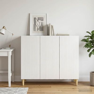 vidaXL Servírovacia skriňa Biela s vysokým leskom 89 x 34,5 x 80 cm