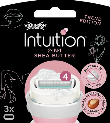 Wilkinson Intuition 2-in-1 Shea Butter náhradné holiace hlavice s bambuckým maslom 4 čepieľky, 3ks