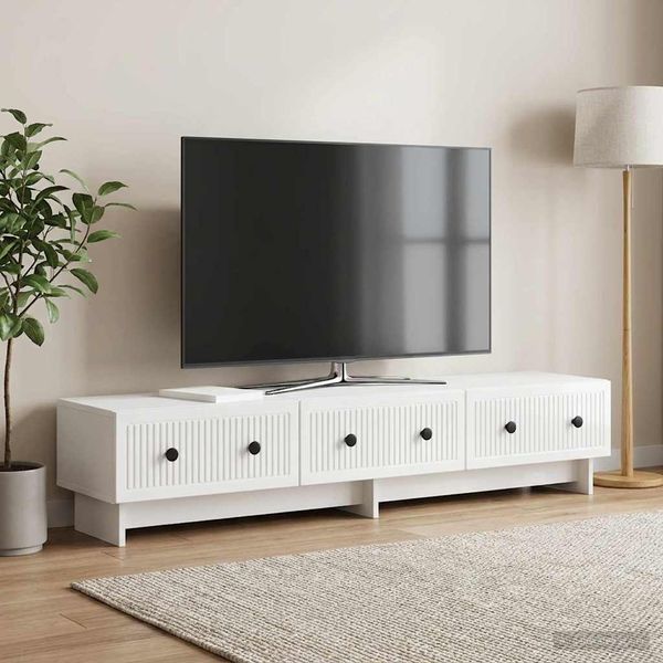 vidaXL TV skrinka Biela s vysokým leskom 147 x 34,5 x 30 cm