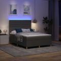 vidaXL LED box s pružinami Tmavo šedá 160 x 200 cm látka