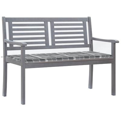 vidaXL 2-miestna záhradná lavica s podložkou 120 cm sivá eukalyptus