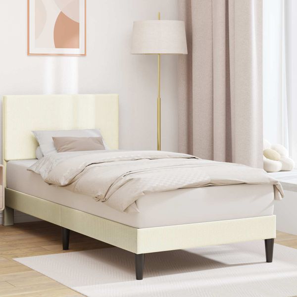 vidaXL Rám postele Krémová 90 x 200 cm Kordúrová tkanina
