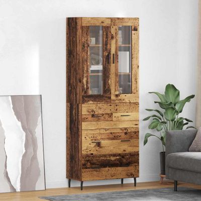 vidaXL Highboard so zásuvkou 2 pcs Staré drevo Kompozitné drevo