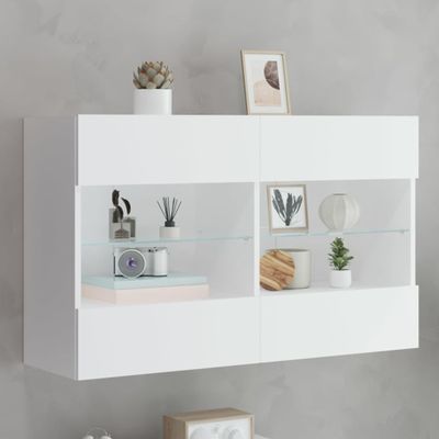 vidaXL TV nástenná skrinka s LED svetlami biela 98,5x30x60,5 cm