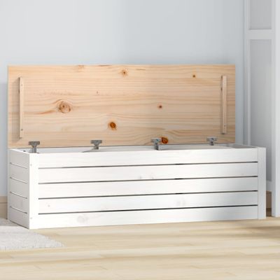 vidaXL Úložný box biely 109x36,5x33 cm masívna borovica