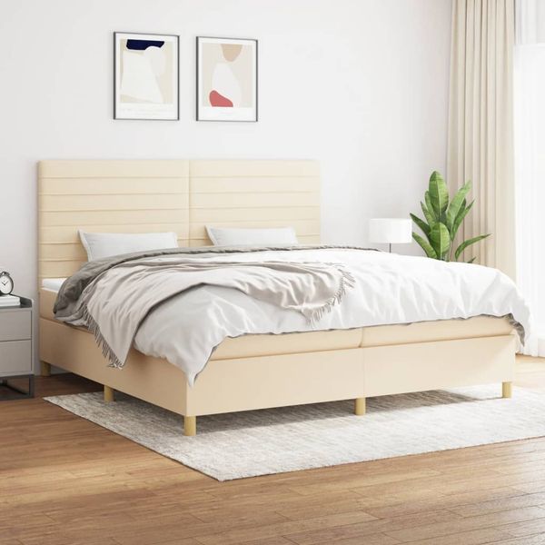 vidaXL Boxspring posteľ s matracom krémová 200x200 cm látka
