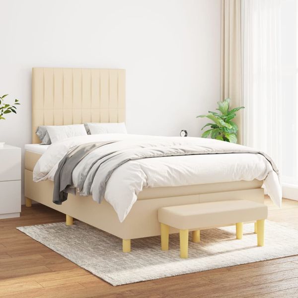 vidaXL Boxspring posteľ s matracom krémový 120x200 cm látka