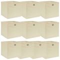 vidaXL Úložné boxy 10 ks, krémové 32x32x32 cm, látka