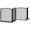 vidaXL Brána pre psa dvere sklad. 6-panel. čierna 480cm topoľové drevo