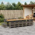 vidaXL 17-dielna záhradná jedálenská súprava s vankúšmi sivá polyratan
