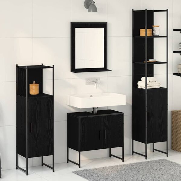 vidaXL Sada kúpeľňového nábytku 4 pcs Čierna Kompozitné drevo