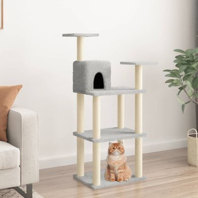vidaXL Škrabadlo pre mačky so sisalovými stĺpikmi bledosivé 118,5 cm