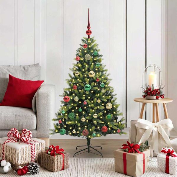 vidaXL Umelý vianočný stromček s kĺbmi 150 LED Zelená 120 cm PVC a PE