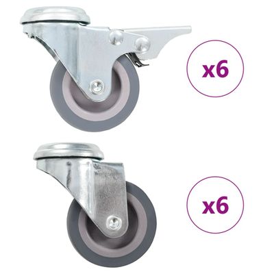 vidaXL 12 ks otočné kolieska s otvorom na skrutku 50 mm