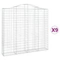 vidaXL Oblúkové gabiónové koše 9ks 200x30x180/200cm pozinkované železo