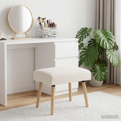 vidaXL lavička Jednofarebný Krémová 60 x 40 x 45 cm Bouclé