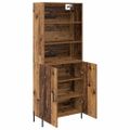 vidaXL Highboard Staré drevo 69,5 x 32,5 x 180 cm Kompozitné drevo