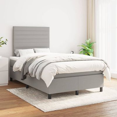 vidaXL Boxspring posteľ s matracom bledosivá 120x200 cm látka