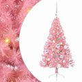 vidaXL Umelý predsvietený vianočný stromček Ružová 120 cm PVC