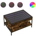 vidaXL Konferenčný stolík s nekonečnými LED dymový dub 70x50x38 cm