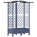 vidaXL Vyvýšený záhon s mriežkou a strechou Sivá 124 x 40 x 129 cm PP