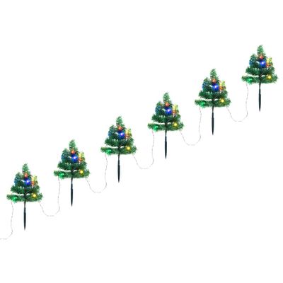 vidaXL Vianočné stromčeky k chodníku 6 ks viacfarebné LED 45 cm PVC