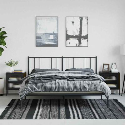 vidaXL Nočné stolíky čierne 50x35x60 cm sklo a oceľ