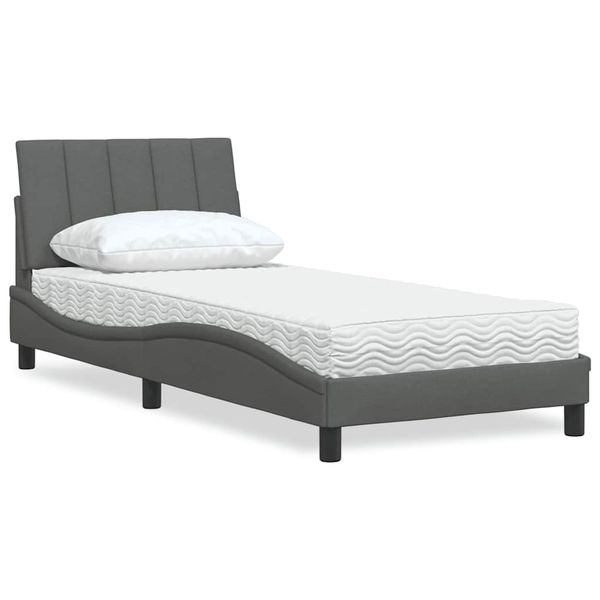 vidaXL Posteľ s matracom Hanko tmavosivá 90x200 cm látka