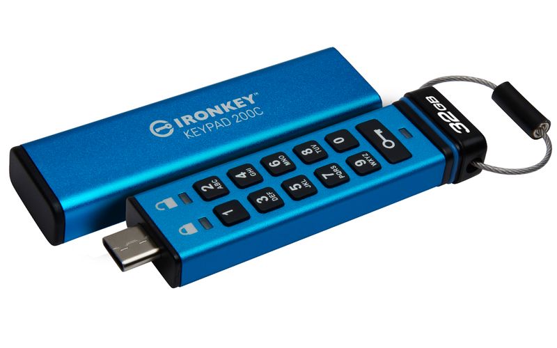 Kingston Ironkey Keypad 200C/32GB/USB 3.0/USB-C/Modrá