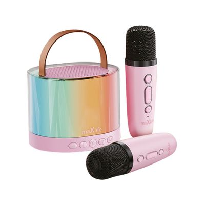 Maxlife MXKS-200 pink Bluetooth karaoke reproduktor s 2 mikrofónmi, ružová (OEM0200595)