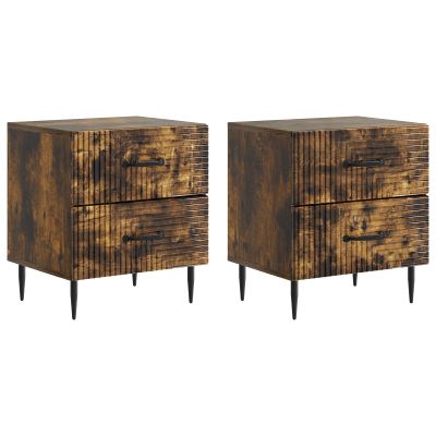 vidaXL Nočný stolík so zásuvkou 2 pcs Dymový dub 43 x 34,5 x 47,5 cm