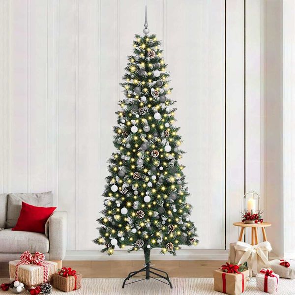 vidaXL Umelý vianočný stromček Zelená 240 cm PVC, plast a oceľ