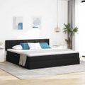 vidaXL Postel s úložným prostorem a matrací Čierna 200 x 200 cm Zamat