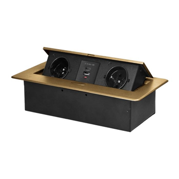Výklopný blok zapustený ORNO OR-GM-9034/C, 2x 230V, 2x USB (A+C type; 3.6A), farba zlatá