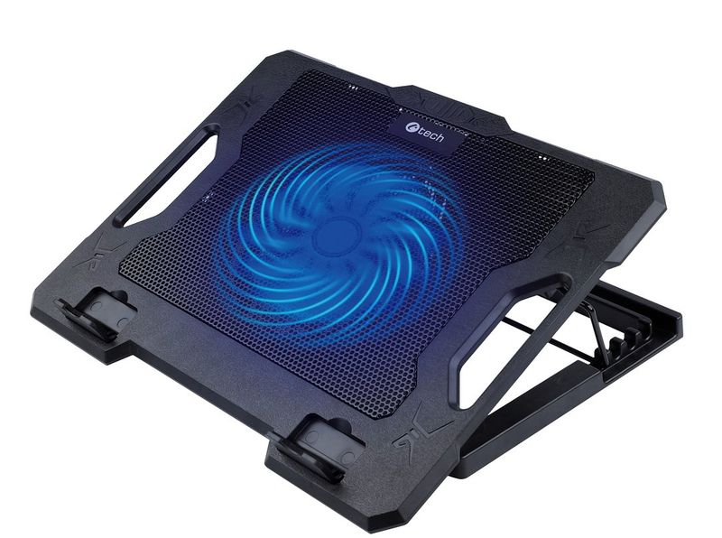 Chladiaca podložka C-TECH CLP-S100, 17'', 1x 140mm, 2x USB, modré podsvietenie